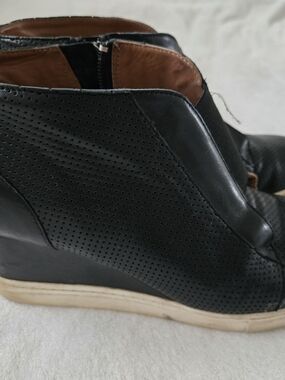 Paolo Black Perforated Wedge Ankle Sneakers